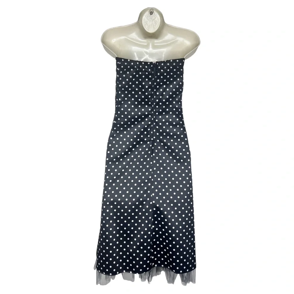 NWT New Torrid Satin Black White Polka dot Strapless Dress Sz 20w - Picture 4 of 5